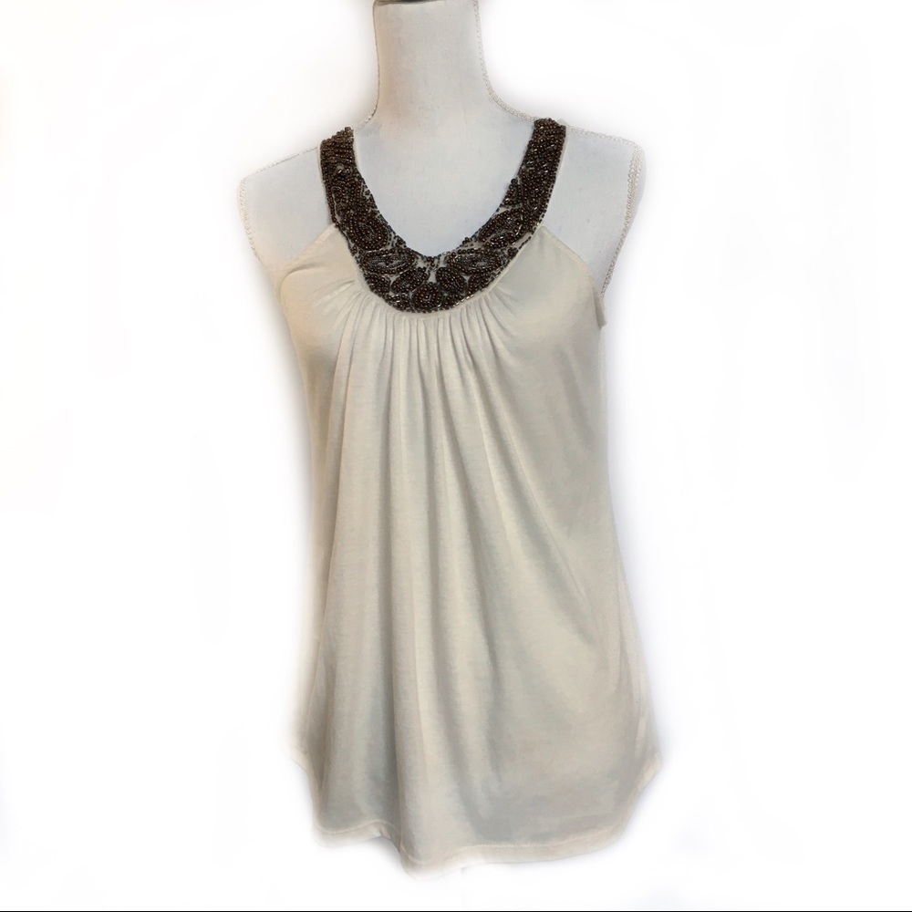 Charlotte Russe Racerback Gem Cream Tank